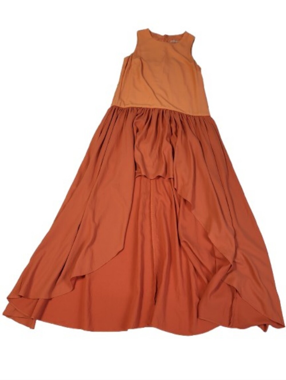 Hutch Anthropologie Liz Sleeveless High Low Colorblock Orange Dress Sz XXS